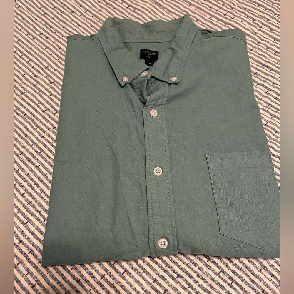 J. Crew Men's Casual Teal Short Sleeve Button Down Shirt